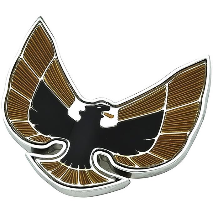 1974-76 Firebird, Front End Panel Emblem, Special Edition, Gold & Black, with Hardware, GM Licensed