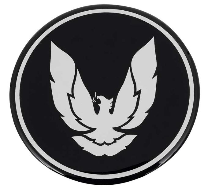 OER Wheel Center Cap Emblem, R15 5 Spoke Wheel 2-15/16" Diameter Firebird Black/Silver K151799