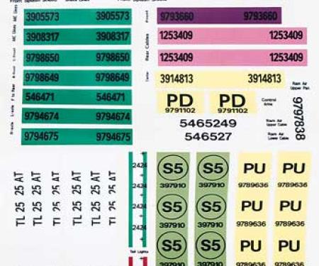 OER 1969 Firebird, Trans AM, Assembly Line Factory Decal Set 153008