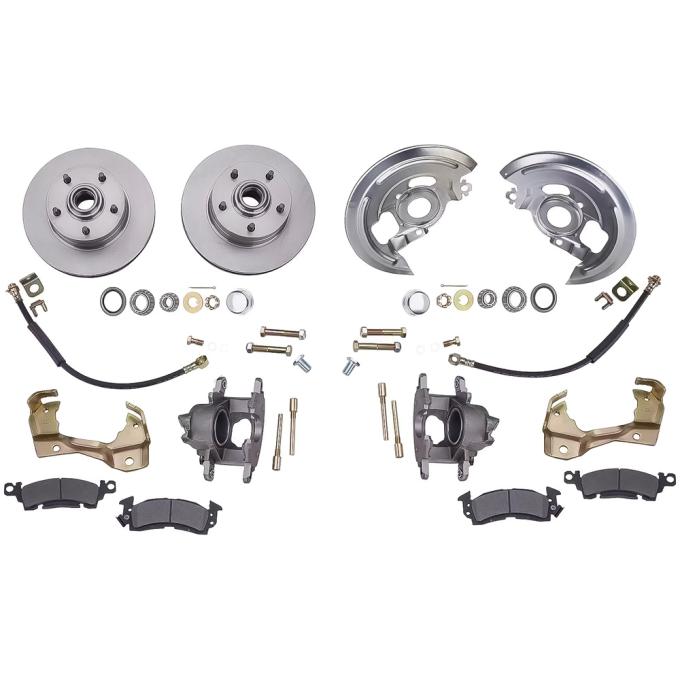 OER 1964-74 GM A, F, X-Body, Front Disc Brake Kit, Plain Rotors, Natural Finish Calipers 154770A