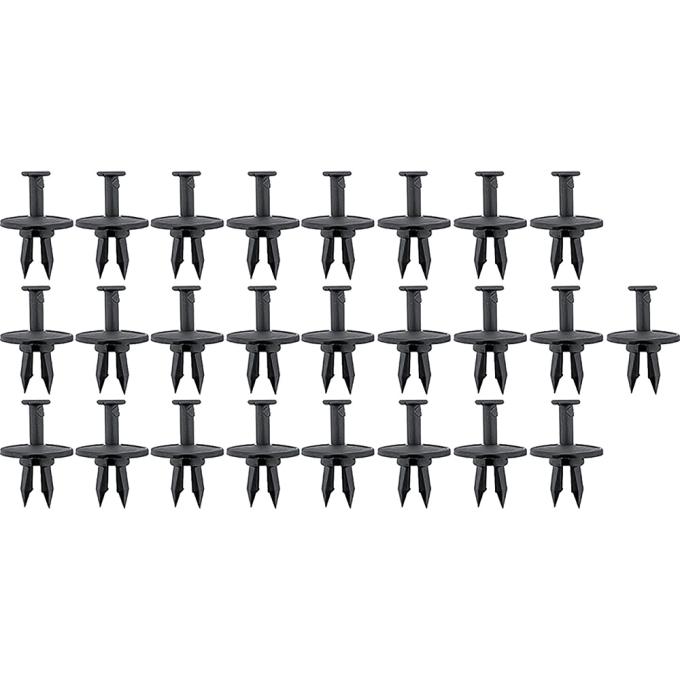 1982-02 Camaro, 1979-02 Firebird, Front & Rear Bumper Cover Retainer Clip Set, Push-In Style, Black, 25 Piece Set