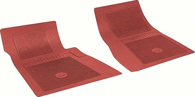 OER 1967-81 Impala, Bel Air, Caprice, Truck, Blazer, Suburban, Bow Tie Floor Mat Set, Front, Red, Pair FP72002
