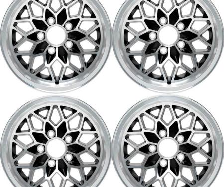 1970-81 Pontiac Trans Am, Snowflake Wheel Set, 17" X 9", Black, 5-1/8" Backspacing, 4 Wheel Set