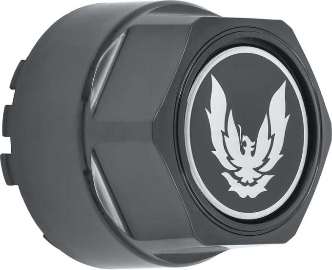 1982-92 Firebird, Wheel Center Caps, Black, Silver Emblem, w/o Metal Retainers, 4 Piece Set