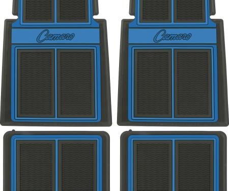 1967-69 Camaro, Floor Mats, Script Lettering, Front and Rear, Blue, 4 Piece Set