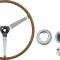 1968 Firebird, Deluxe Wood Steering Wheel Set, with Emblem and Horn Contact