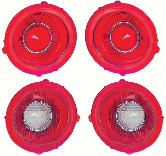 1971-73 Camaro Standard Tail Lamp/Back Up Lens Kit without Chrome Trim Ring (2nd Design)
