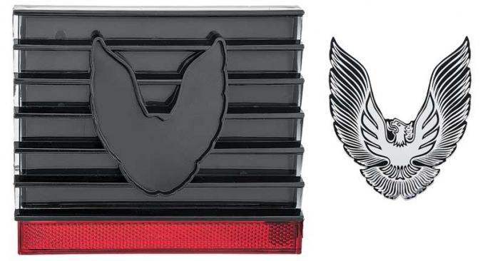 OER 1979-81 Firebird, Trans Am, Fuel Door Cover, with "Bird" Emblem, Smoke Lens with Silver Bird *R278150