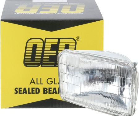 Headlamp Sealed Beam, 12 Volt, High Beam, 4" x 6" (100mm x 165mm), Rectangular, Halogen