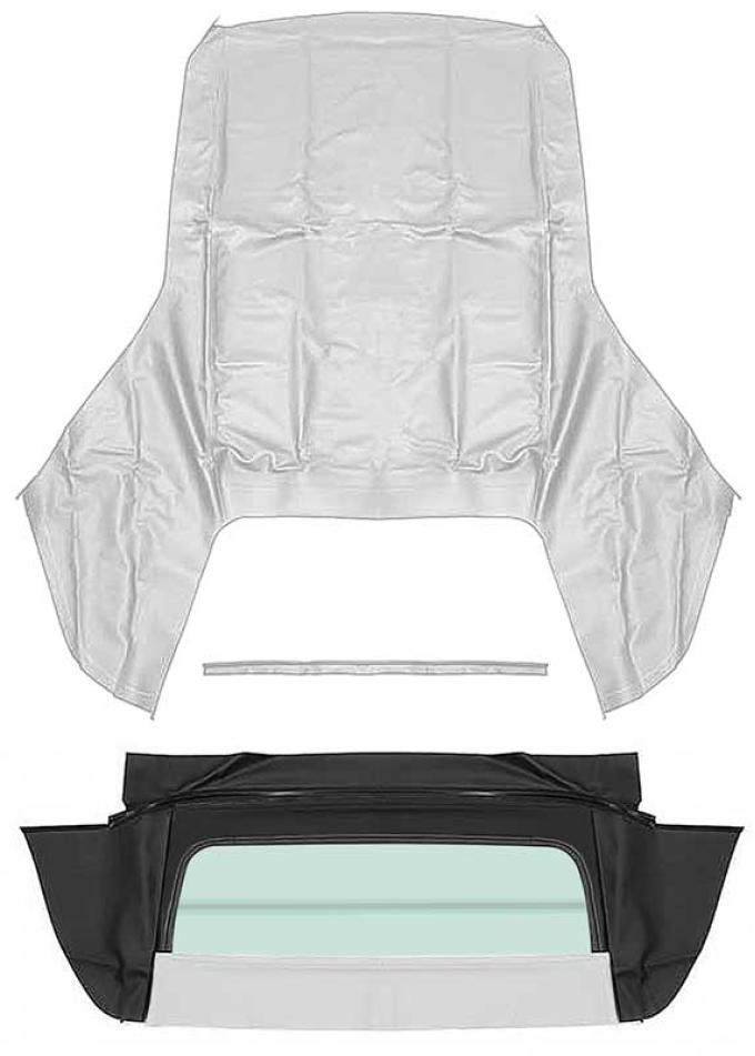 1967-69 Camaro, Firebird, Convertible Top Set, With Hinged 2-Piece Folding Glass Window, Pinpoint Grain Vinyl, White