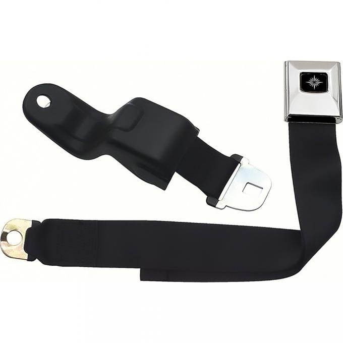 1968-69 Camaro/Firebird, Front Seat Belt, Deluxe Interior, Silver Starburst Button, Black Belt