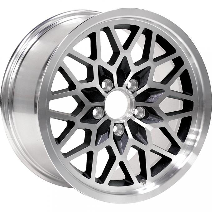 OER 1970-81 Trans Am, Snowflake Wheel, 17" X 9", 5-1/8" Backspacing, Offset +3mm, 5x4-3/4" Lug Pattern, Black, Each 251793