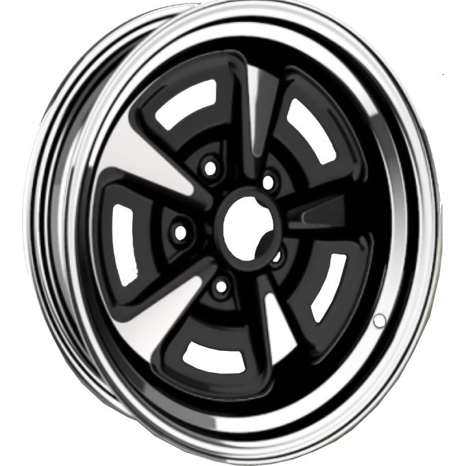 OER 1967-81 Pontiac, Rally II Wheel, 15" x 8", 4-1/2" Backspacing (0mm ET), 5 x 4-3/4" Lug Pattern, Chrome and Black Finish, Each WV416C