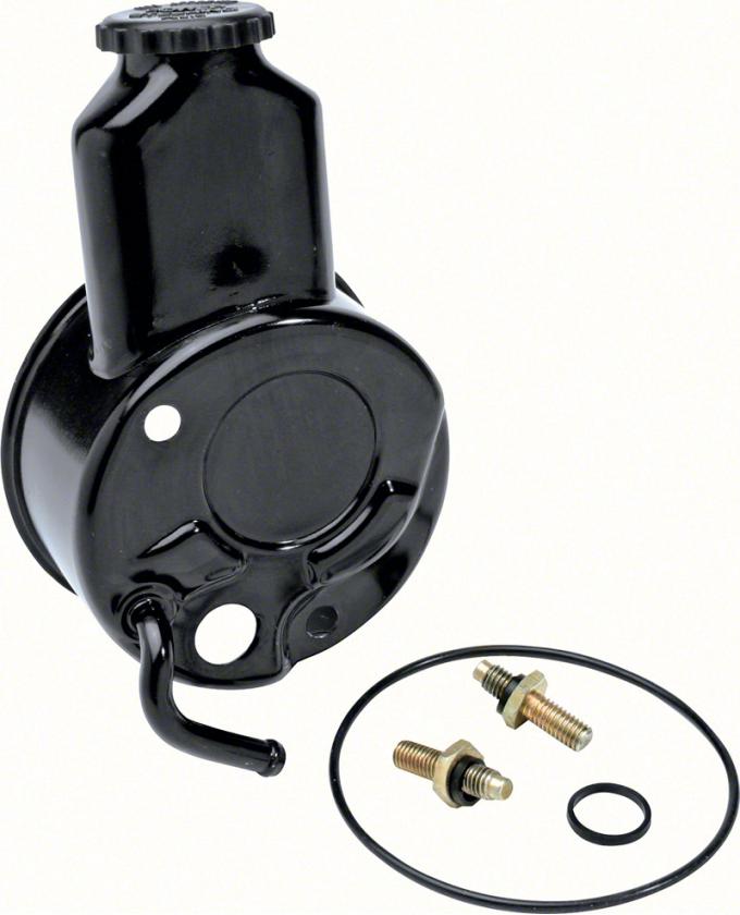 OER 1969 Camaro, Nova, Power Steering Reservoir, Black Powder Coat, Small Block, with Long Water Pump 7806532