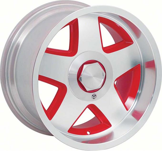 OER 1982-02 Camaro / Firebird R15 Style 17" x 9.5" 5-Spoke Aluminum Wheel Set with Red Accents *K151802RD