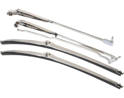 1970-81 Camaro, Firebird, Windshield Wiper Arm & Blade Set, with Recessed Wipers, Stainless Steel
