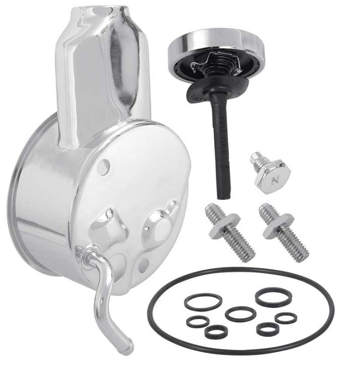 1969 Power Steering Reservoir Small Block Long Water Pump Chrome
