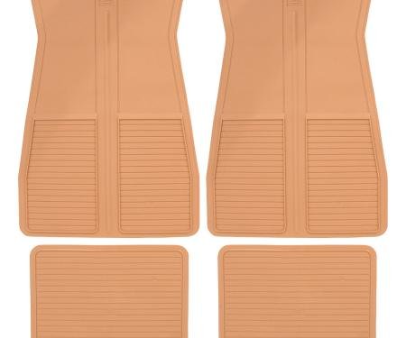 1973-87 GM, Rubber Floor Mat Set, With GM Logo, Factory Style, Set of 4, Tan