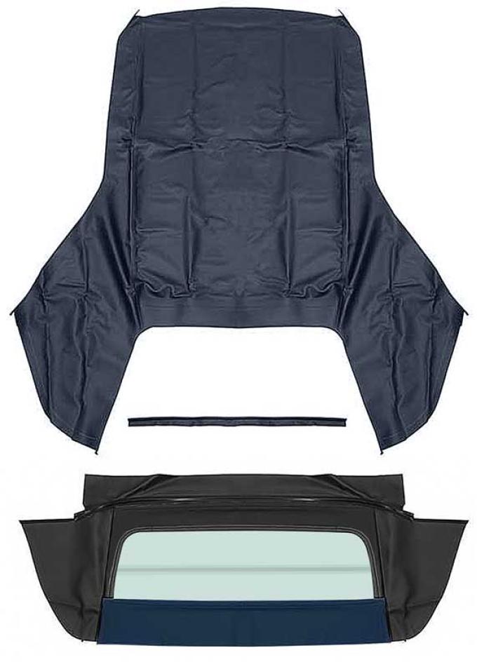1967-69 Camaro, Firebird, Convertible Top Set, With Hinged 2-Piece Folding Glass Window, Pinpoint Grain Vinyl, Blue