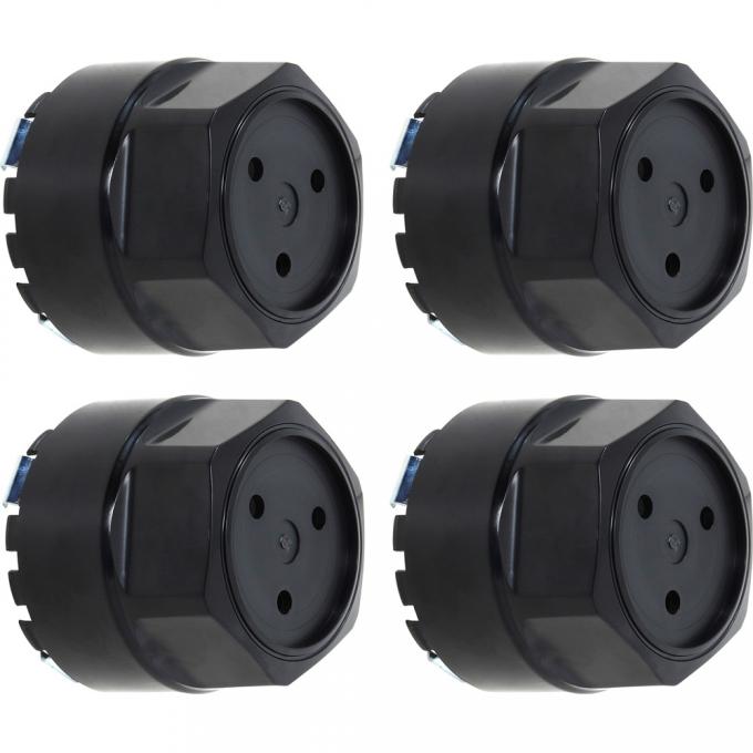 1982-92 Pontiac Firebird, Wheel Center Cap, Gloss Black, with Metal Retaining Clips, w/o Logo, Set of 4