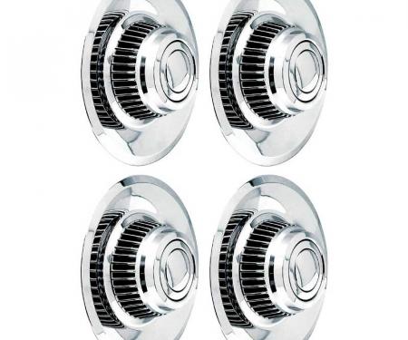 1968-82 Chevrolet, Chrome Rally Wheel Derby & Cap, Short Style, w/o Wording, 4 Piece Set
