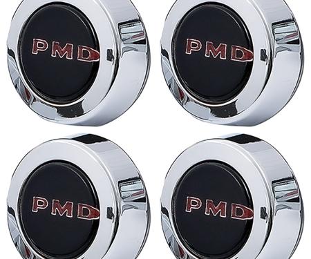 OER 1967-72 Pontiac Rally Il, Wheel Center Cap, PMD Lettering, Black with Red Letters, 4 Piece Set *881231
