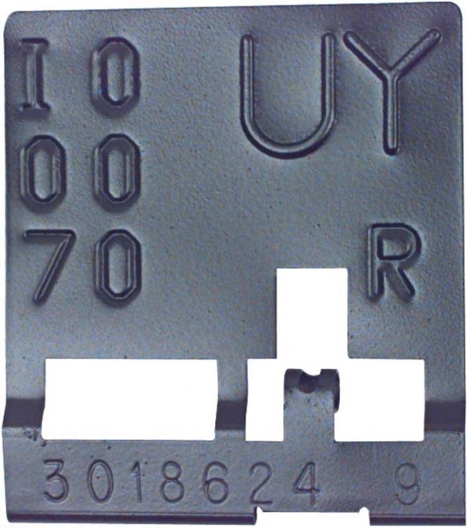 OER 1969 Camaro, Radiator Tag, with 396/427 and Manual Trans, Code UY HC98