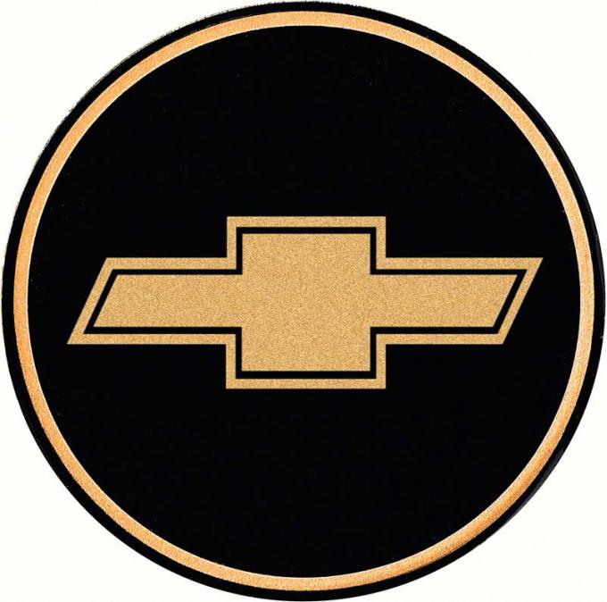 1982-2002 Chevrolet GTA Wheel Center Cap Emblem, 2-1/8", Gold Bow Tie logo with Black Background