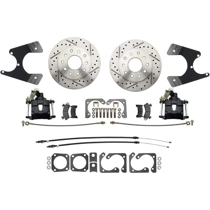 1968-69 Camaro, Firebird, 1968-74 Nova, X-Body, Rear Disc Brake Kit, Drilled/Slotted Rotors, Black Calipers