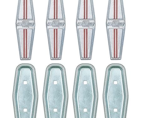 OER 1968 Camaro, Seat Back Emblem Set, with Deluxe Interior, 4 Emblem Set, with Backing Plates 7746815