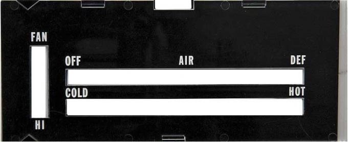 OER 1970-72 Camaro, Heater Control Lens, with Black Backing Paper, without AC A9600108