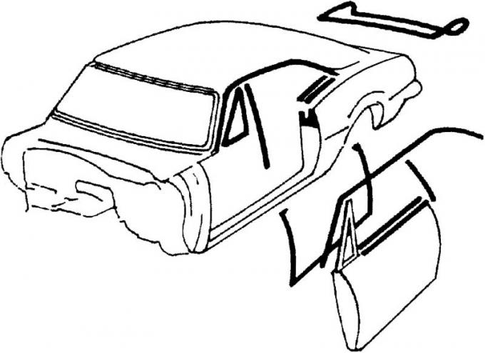 OER 1968-69 Camaro / Firebird Coupe Weatherstrip Kit with Reproduction Windowfelts (flat chrome bead) *R5101