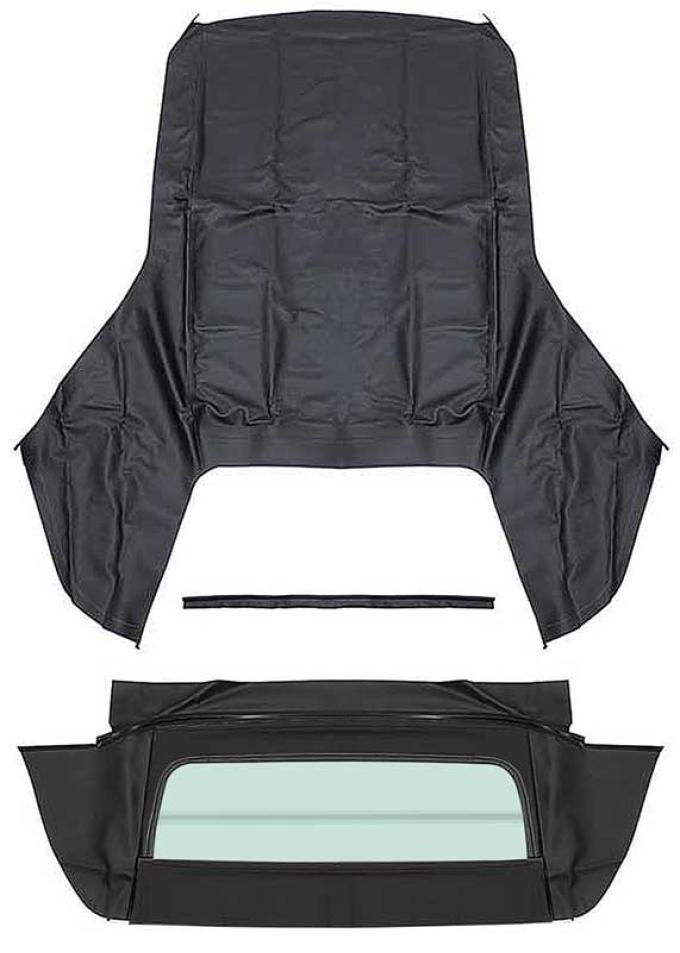 1967-69 Camaro, Firebird, Convertible Top Set, With Hinged 2-Piece Folding Glass Window, Pinpoint Grain Vinyl, Black