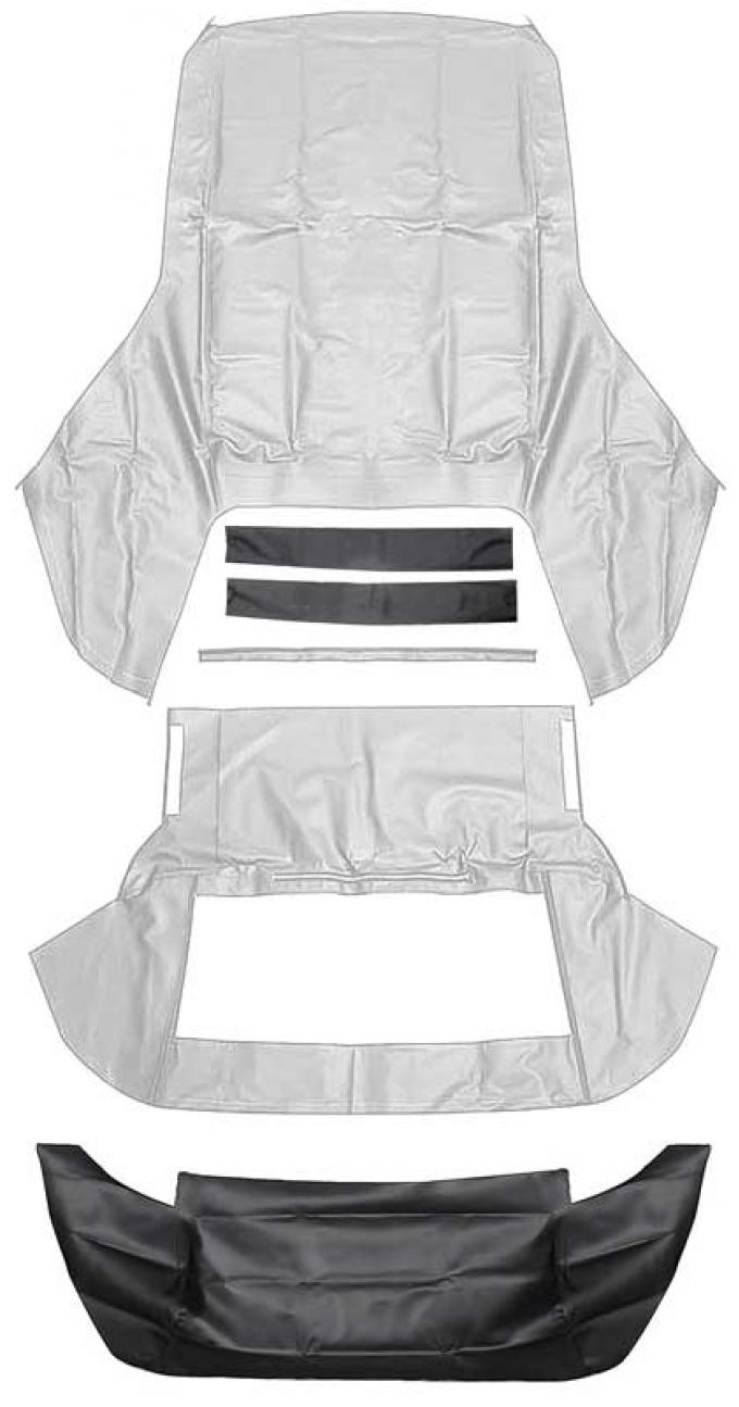 OER 1967-69 Camaro/Firebird, Convertible Top Kit, OE-Style Plastic Window, White Top, Black Well Liner *R503110