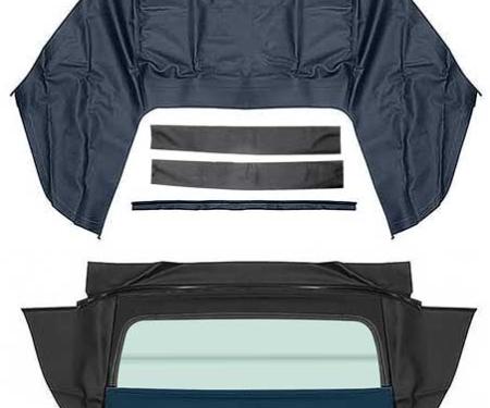 1967-69 Camaro, Firebird, Convertible Top Kit, Folding Glass Rear Window, Pinpoint Grain Blue Vinyl Top, With Black Well Liner