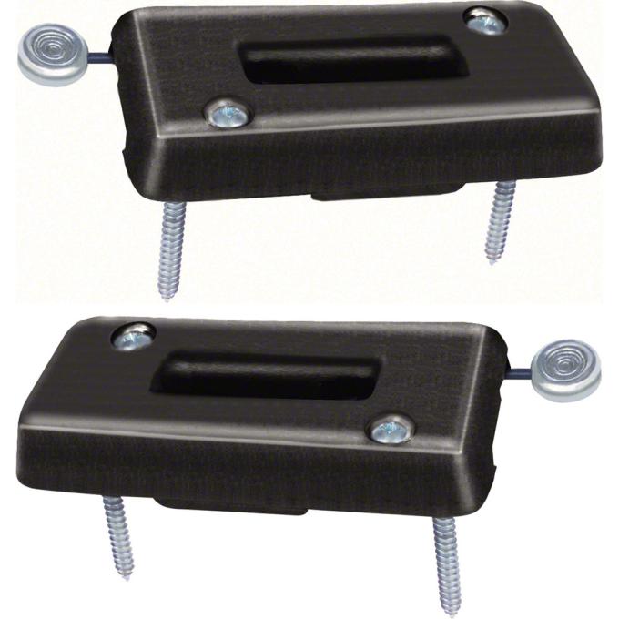 OER 1969 Camaro, Corvair, Firebird, Headrest Escutcheons, Black, Pair 8756596