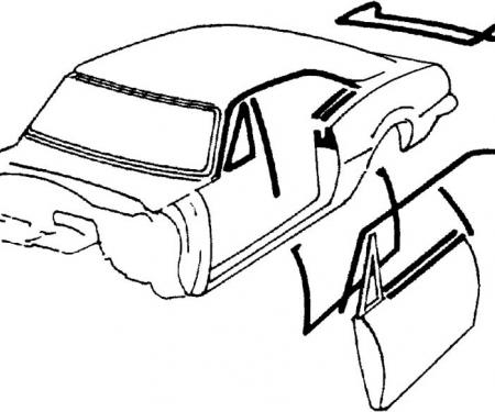 OER 1967 Camaro / Firebird Coupe Weatherstrip Kit with OEM Style Windowfelt Kit (round chrome bead) *R5110