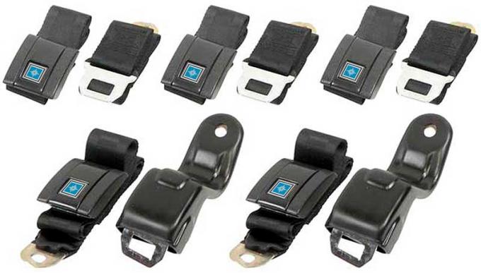 OER 1967-69 Camaro / Firebird, Retractable Seat Belt Kit, Standard Interior, Front and Rear, 5-Pieces *R192