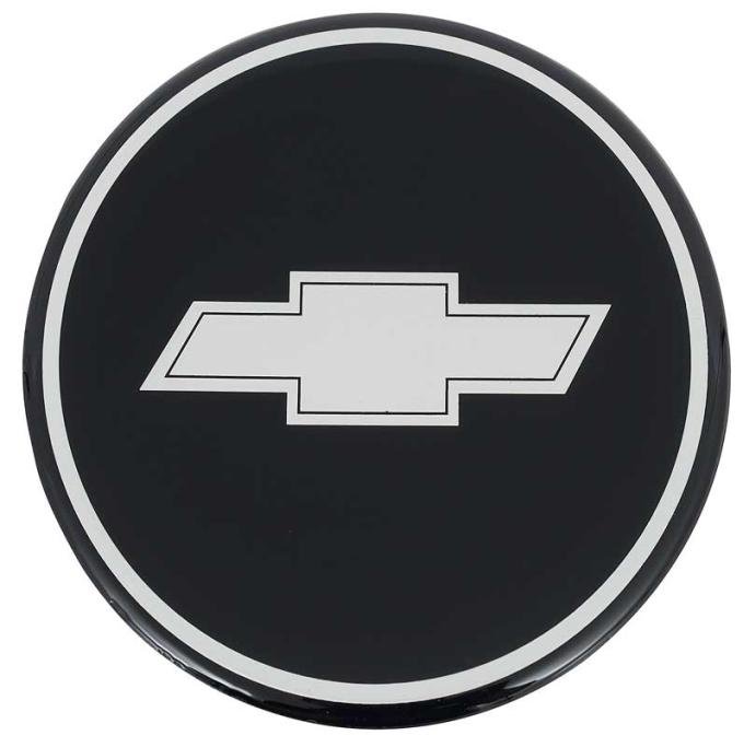 Wheel Center Cap Emblem, with Chrome Bow Tie, Black Background, 2-15/16", with R15 Wheel