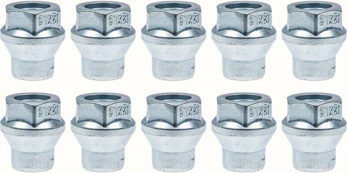 Aluminum Wheel Lug Nut, OEM Bulge Style, Open End, 3/4" Hex Head, 7/16"-20 Thread, 10 Piece Set