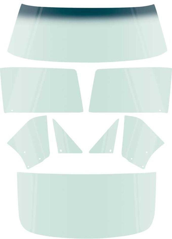 OER 1967 Camaro / Firebird Coupe, 8 Piece Glass Kit, Light Green Tint *E350T