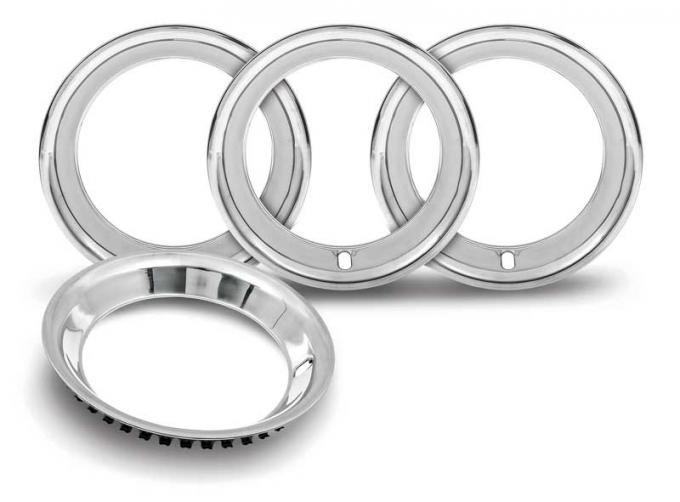 OER 15" Stainless Steel 2-1/4" Deep Rally Wheel Trim Ring Set for Reproduction Wheels Only *TR3125