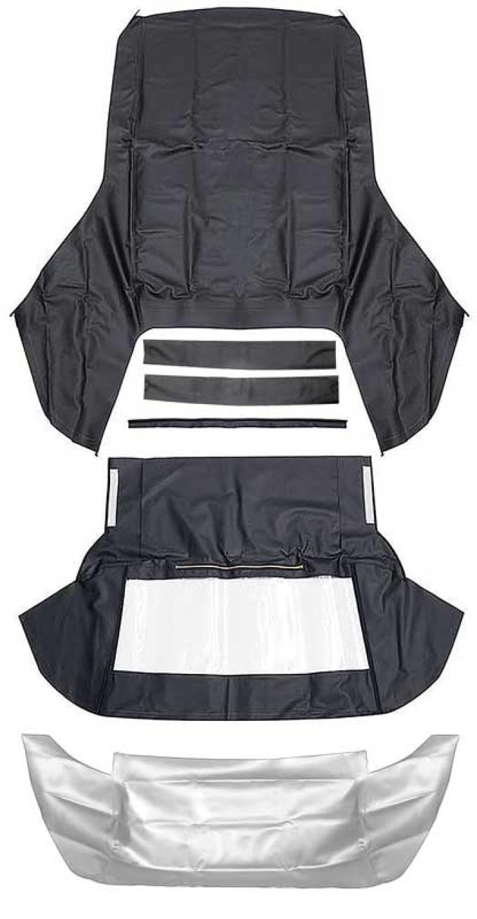 OER 1967-69 Camaro, Firebird, Convertible Top Kit, Original-Style Plastic Window, Pinpoint Grain Black Top, White Well Liner *R503001