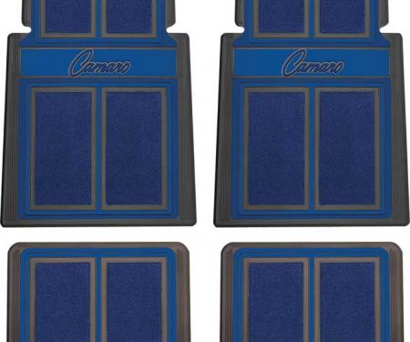 OER 1967-2002 Camaro, Carpet Floor Mat Set, Script Lettering, Blue , 4 Piece Set K75808