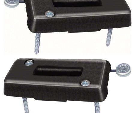 OER 1969 Camaro, Corvair, Firebird, Headrest Escutcheons, Black, Pair 8756596
