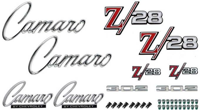 OER 1969 Camaro Z28, Exterior Emblem Kit, 302 Engine, with Cowl Hood, without RS Option *R1091