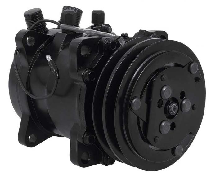 OER Sanden 507 Style A/C Compressor w/ 2-Groove V-Belt Clutch Pulley, Black Finish, SD507/SD5H11 AC5104B