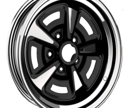 1967-81 Pontiac, Rally II Wheel, 15" x 8", 4-1/2" Backspacing, 0mm ET, 5 x 4-3/4" Lug Pattern, Chrome & Black Finish, Each