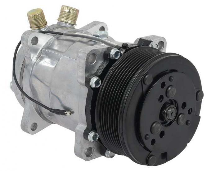 OER Sanden 508 Style A/C Compressor w/ 8-Rib Serpentine Clutch Pulley - Natural Finish - SD508/SD5H14 AC6698N