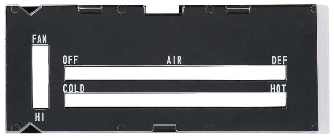1970-72 Camaro, Heater Control Lens, with Black Backing Paper, without AC